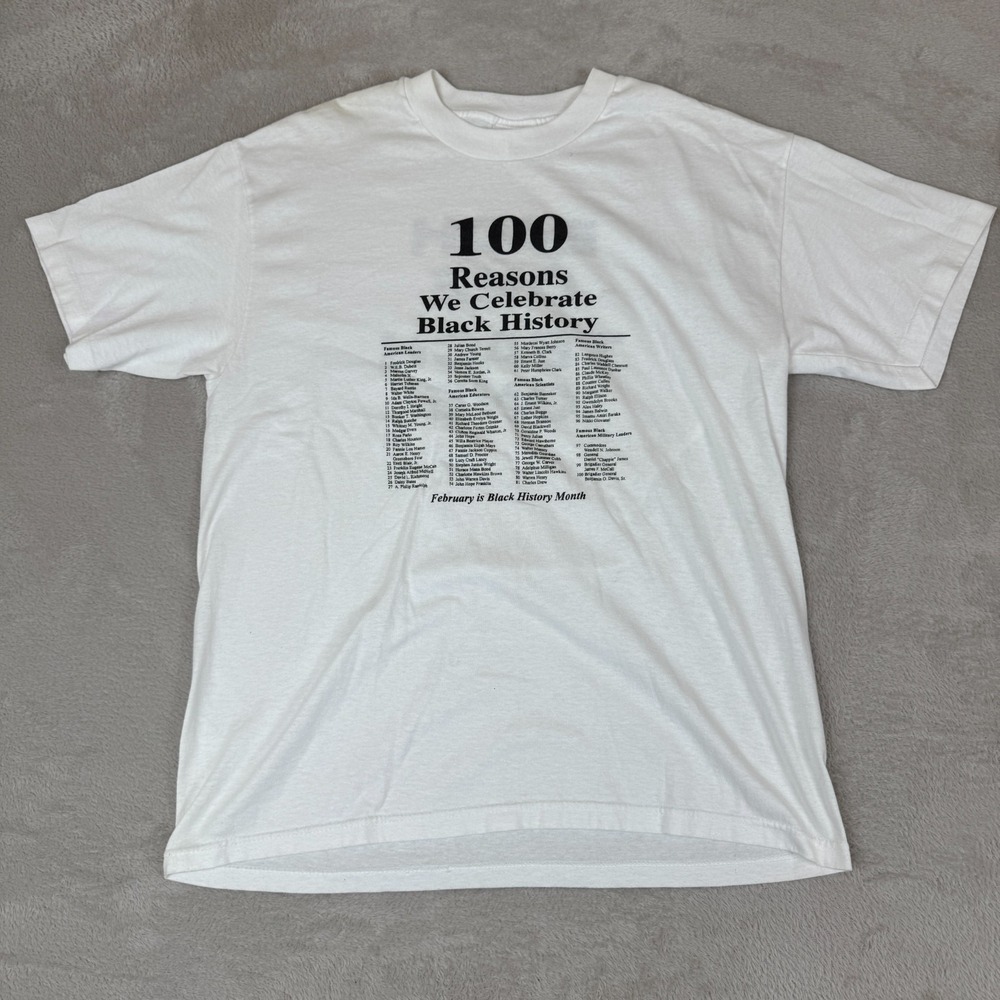 Vintage 90s February Black History‎ Month Shirt Mens Large White Preowned